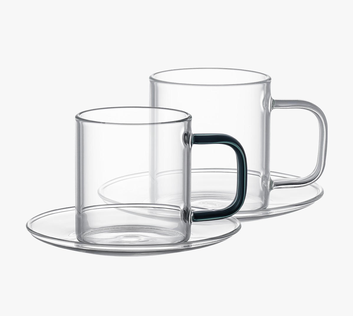 Coffee mug in glass 100 ml - set of 4 cups with saucer