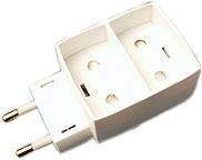 Dobbeltstik D1 2 flade udtag i hvid