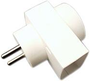 Dobbeltstik D3 rund/flad i hvid