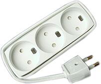 Stikdåse 3 udtag med 1,5m. ledning i hvid